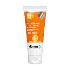 The Derma Co 1% Hyaluronic Long Lasting Sunscreen Spf 50 Pa++++ With Hyaluronic Acid & Vitamin E For Broad Spectrum Protection- 50 G, All Skin Types |6 Hrs. Sun Protection|Water & Sweat Resistant