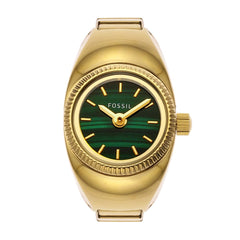 FOSSIL ES5308 Two Hand Ring Watch for Women, 15 mm Case Diameter, Gold/Green