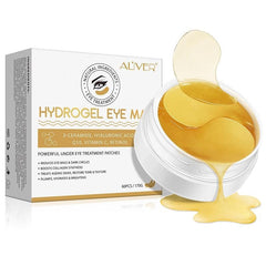 ALIVER 24K Gold Collagen Eye Mask, 60 Pcs hydrogel Under Eye Patches for Diminish Dark Circles Wrinkles Puffiness and Bags