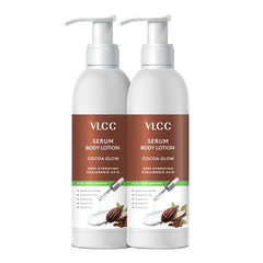 VLCC Cocoa Glow Deep Hydrating Serum Body Lotion - 300ml+ 300ml Pack | | with Hyaluronic Acid, Cocoa Butter & Niacinamide | 5-in-1 Skin Defense for Deep Moisturization