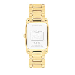 COACH WOMEN'S BLACK DIAL IONIC PLATED THIN GOLD STEEL & CRYSTAL BRACELET WATCH - 14504319