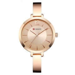 CURREN Ladies Analog Watch Rose Gold Stainless Steel Case Rose Gold Dial Rose Gold Stainless Steel Bracelet