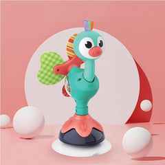 Peacock Highchair Toy with Suction β Sensory Development Toy for Babies 6M+, Stimulates Vision, Hearing, and Touch, Fine Motor Skills, Non-Toxic and Easy to Clean, Mealtime Toys