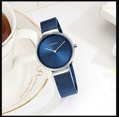 CURREN Ladies analog watch stainless steel case blue dial blue stainless steel bracelet