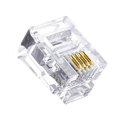 Hetjosee RJ11 Connectors 6P4C Plug Telephone Modular Plug Phone Jack Adapter Crimp End Telephone Cord Connector Thickened Quality 100 Pack