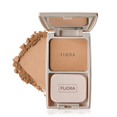 FLiCKA Dap & Dance Compact Pressed Powder For Face| Flawless, Weightless, Waterproof Matte Finish Powder| Enriched With Jojoba Oil| 05 Coffee, 10g