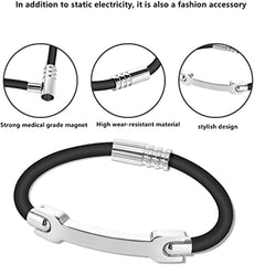 SYOSI Anti-Static Bracelet Wrist Straps, Band Rubber Bracelets Silicone Bracelet Static Bracelet Fashion Anti-Static Products Eliminate Static for Women and Men Unisex (Black-20cm)