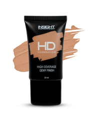 INSIGHT Cosmetics HD Full Coverage Foundation For All Skin Types | Dewy Finish | High Coverage | Paraben Free | Lightweight | 20Ml (FD30-MN20), Pack Of 1