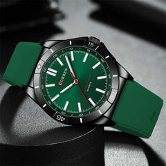 CURREN New Model CURREN Men's Analog Quartz Wrist Watches Simple Watches Silicone Band Luminous Wristwatch Business Men 8449 Fashion - GREEN