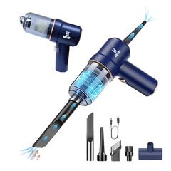KALI JOY Car Vacuum Cleaner Cordless, Portable Handheld Vacuum Air Duster, Portable for Car, Home, Office, Pet, USB Rechargeable, Blow 2 In 1 9000PA/120W Powerful Suction (BLUE)