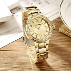 CURREN 9004 Top Luxury Brand Women Quartz Watch Crystal Design Ladies wristwatches - Gold