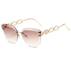 AEVOGUE Oversized Rimless Diamond Cutting Sunglasses for Women (AE0534) - Brown