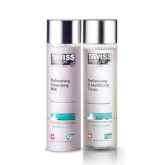 Swiss Image Refreshing Cleansing Milk 200ml & Mattifying Toner 200ml for Long Lasting Mattifying Look| Makeup Remover, Toning, Brightens & Removes Impurities, For Combination to Oily Skin