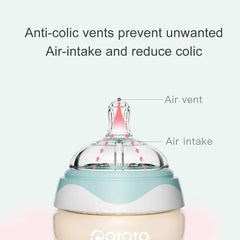 POTATO Breast Milk Baby Bottles for Newborn Baby PPSU Anti Colic Infant Bottles Wide Neck Breast-Like Slow Flow Breastfeeding Toddler Bottles-2pack (2.5oz/pc Blue)