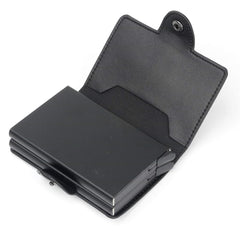 eWINNER Black fashion PU Leather aluminium slim Secure ID wallet Slim Card Holder for Men Women Auto Pop Up RFID Blocking Credit Card Holder Money Clip Wallet Holds 14 Cards