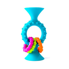 Fat Brain Toys Pipsquigz Loops – Teal, Vibrant Silicone Suction Cup Toy for Babies, Sensory Exploration, Fine Motor Skills Development, Rattling Sounds, and Soothing Gum Relief