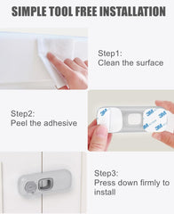 QYESWHSR 5 Pack Child Proof Refrigerator Lock, Fridge, Cabinets, Freezer Door Lock Apply to Max 1"(25mm) Sealing Strip for Toddlers and Kids, No Tools Need or Drill - Grey Updated