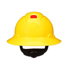 3M Hard Hat SecureFit H-802SFR-UV, Yellow, Non-Vented Full Brim Style Safety Helmet with Uvicator Sensor, 4-Point Pressure Diffusion Ratchet Suspension, ANSI Z87.1