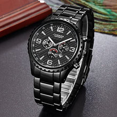 Curren Casual Watch For Men Analog Stainless Steel - 8056 - Black