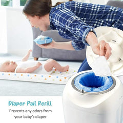 Rukoy Eco-Friendly Nappy Bin Refill Bags, 8 Pack Nappy Bin Refills, Smellproof, Diaper Pail Refills Compatible with Tommee Tippee, Twist & Click, AngelCare, Genie, Foppapedretti