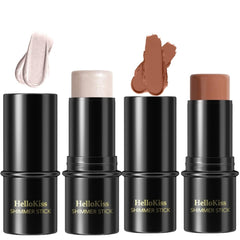 NIKITA.VIVI - Shimmer Stick Makeup Highlighter | Shimmer Cream Powder, Lasting Glow Finish Foundation Stick | Highlighter & Bronzer Pen, Face Brightens & Shades Pencil | Face Series | 6g (#01 & #06)