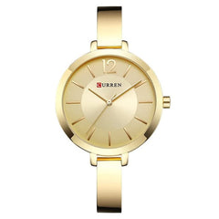 CURREN Ladies Analog Watch Gold Stainless Steel Case Gold Dial Gold Stainless Steel Bracelet