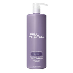 Paul Mitchell Platinum Blonde Purple Shampoo, Cools Brass, Eliminates Warmth, For Color-Treated + Naturally Lightened Hair, 33.8 fl oz