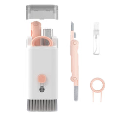 AWH Gtinna 7 in 1 Computer Keyboard Cleaning Brush Set Earbuds Cleaning Pen Wireless Bluetooth Headset Charging Box Electronics Keyboard Cleaning Tools Cleaner Keycap Puller Kit (Pink)