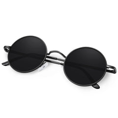 KANASTAL Hippie Round Polarized Sunglasses for Women Men, Small Circle Sun Glasses Classic Vintage Retro Shades Metal Frame UV400 Protection