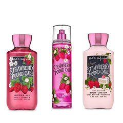 Bath & Body Works Strawberry Pound Cake - Daily Trio - Shower Gel, Fine Fragrance Mist & Super Smooth Body Lotion