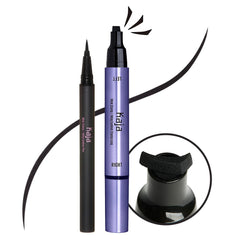 Kaja Winged Eyeliner Set - Wink Stamp & Original Eyeliner with Avocado Extract, Double-Ended Wing, Smudge-Proof, Waterproof, Matte Finish, Long Lasting