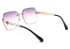 Rimless Sunglasses for Women Metal Square Frame Classic Diamond Grandient lens Eyewear UV Protection Fashion Shades for Women B2567