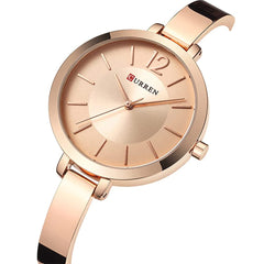 CURREN Women's Analog Watch with Rigid Bracelet Safety Clasp Classic Design Elegant Formal Lightweight, Pink, Pequeño, formal
