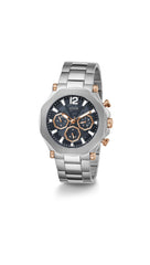 GUESS US Men's Silver-Tone Cut-Through Multifunction Watch