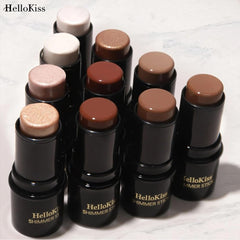 NIKITA.VIVI - 6Pcs Shimmer Stick Makeup Highlighter | Shimmer Cream Powder, Lasting Glow Finish Foundation Stick | Highlighter & Bronzer Pen, Face Brightens & Shades Pencil | Face Series | 6g
