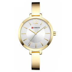 CURREN Original Women's Girls Sports Waterproof Stainless Steel Quartz Wrist Watch 9012 - Gold white