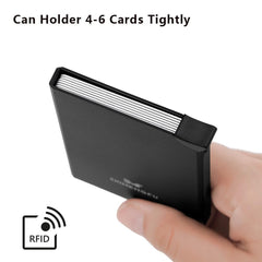 FEIFIRE Wallet Card Holder Metal Slim Men Wallets Pop Up Minimalist Wallet Small Credit Card Holder Purse Metal Wallet (Black)