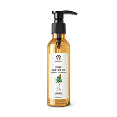 BRILLARE 100% Pure Cold-Pressed Castor Oil for Hair & Skin| Strengthens Hair Roots, Thickens Eyelashes & Moisturizes Skin