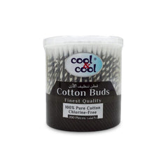Cool & Cool Chlorine free Paper Ear Buds - 200's - Black - Round Thick Tips,Cotton Swabs,100% Cotton,Double Tipped,Hygienic,Gentle & Safe Swabs for Ears