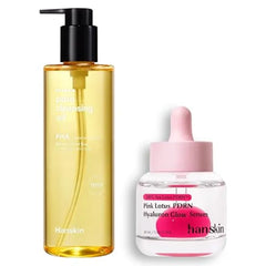 Hanskin Pore Reset & PDRN Glow Duo PHA Cleansing Oil 10.14 oz & Pink Lotus Vegan PDRN Serum 2 Step Deep Pore Cleansing & Plumping Hydration System Korean Skincare Set