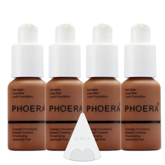 Glamza Phoera Foundation Full Coverage Makeup Set - 24hr Long Lasting Oil Control - Soft Smooth Matte Flawless Concealer Cream - Inc x4 30ml Foundation & Silicone Blender Sponge (110 Truffle)