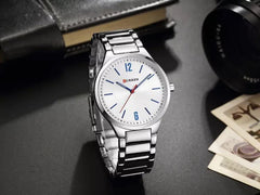CURREN Mens Analog Watch Stainless Steel Case Silver Dial Silver Stainless Steel Bracelet