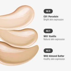 Signature Fit Cover Foundation - Blemish Cover, Full Coverage, Matte & Poreless Finish, Long-lasting & Lightweight, Korean Makeup, 1.02 Fl Oz (C01 Porcelain, 1.02 Fl Oz)