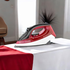 Black & Decker 1600w 300ml steam iron, ceramic coated soleplate with anti calc, drip, self clean and auto shutoff, removes stubborn creases quickly easily