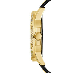 GUESS Mens 48mm Watch - Black Strap Silver Dial Silver Tone Case