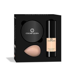 Colors Queen 2-in-1 Makeup Kit Combo for Women | Full Coverage, Long Lasting 30ml Foundation (SPF-15), Compact 10g, Blender Sponge. (CF-03) (03 - Natural Beige)