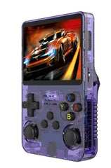 R36S Retro Handheld Game Console with 64G Built-in 15000+ Classic Games, Open Source Linux System 3.5 Inch IPS Screen Portable Pocket Video Player, Translucent Purple
