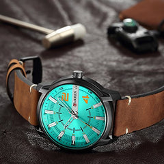Curren Casual Watch For Men Analog Leather - 8306 - Brown