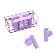 jessline Wireless Earbuds Bluetooth in Ear Headphones for iPhone Android Transparent Blue Tooth 5.3 Ear Buds True Wireless Earphones Audifonos Bluetooth Inalambricos TWS Cordless Earbud Purple