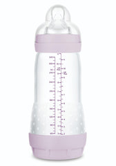 MAM Anti-Colic Bottle from 4 Months, 320 ml, with 3 Quick Flow Silicone Teats, Easy to Absorb, Self-Sterilising and Easy to Clean, Easy Start Anti-Colic, Matte Pink, 1